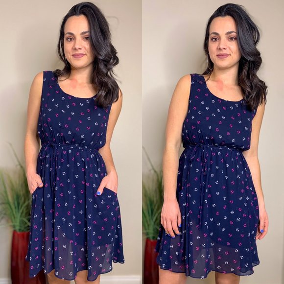 Yumi Dresses & Skirts - Yumi Navy Anchor Dress